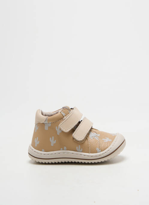Baskets fermeture scratch bout rond beige GBB garcon