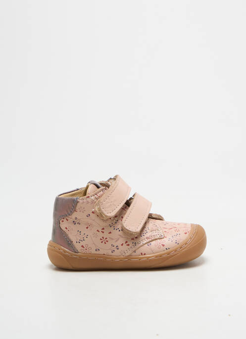 Baskets tissage satiné bout rond rose ASTER fille