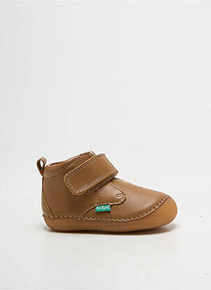 Baskets tissage satiné bout rond marron KICKERS garçon