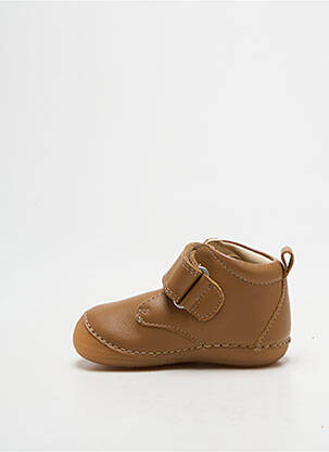 Baskets tissage satiné bout rond marron KICKERS garçon