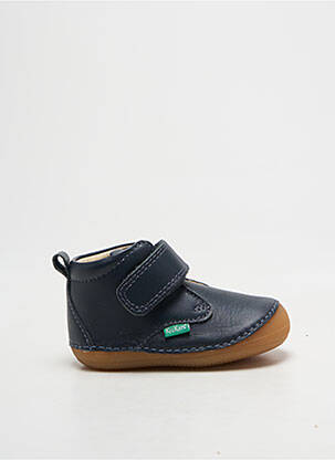 Baskets tissage satiné bout rond bleu KICKERS garçon