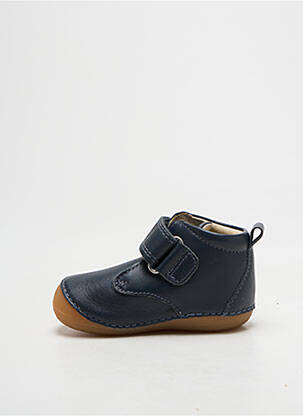 Baskets tissage satiné bout rond bleu KICKERS garçon