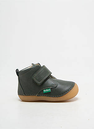 Baskets tissage satiné bout rond vert KICKERS garçon