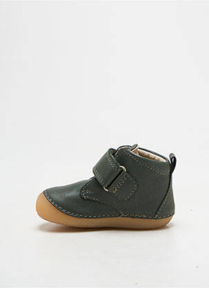 Baskets tissage satiné bout rond vert KICKERS garçon