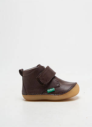 Bottillons fermeture scratch bout rond marron KICKERS garcon