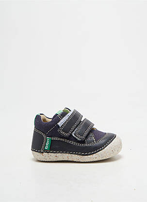 Baskets tissage satiné bout rond bleu KICKERS garçon