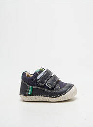 Baskets tissage satiné bout rond bleu KICKERS garcon