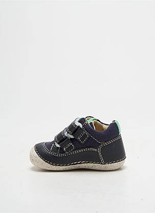 Baskets tissage satiné bout rond bleu KICKERS garçon