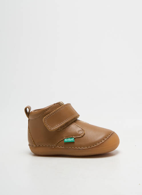 Baskets tissage satiné bout rond marron KICKERS garcon