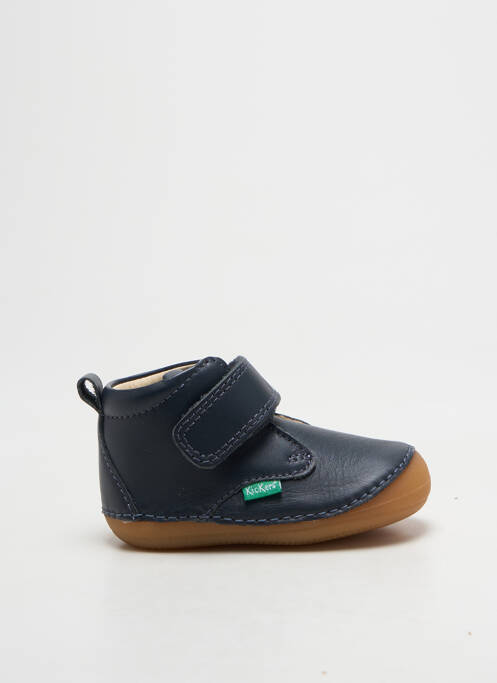 Baskets tissage satiné bout rond bleu KICKERS garcon