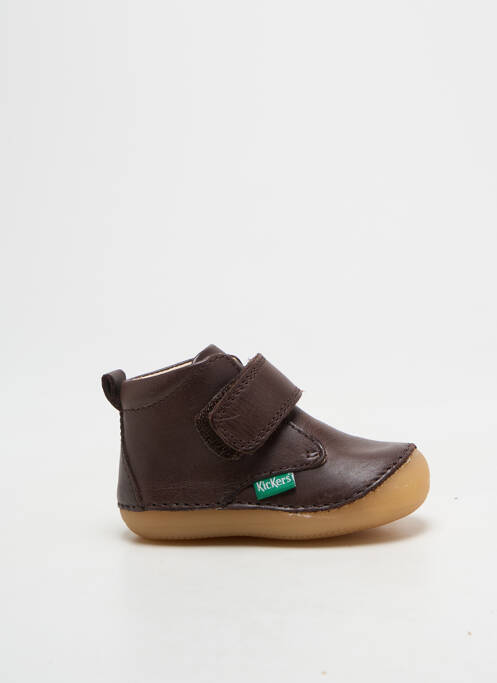 Bottillons fermeture scratch bout rond marron KICKERS garcon