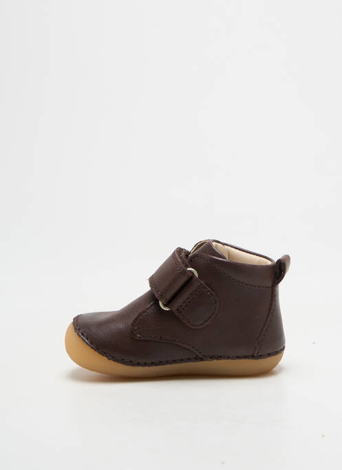 Bottillons fermeture scratch bout rond marron KICKERS garcon