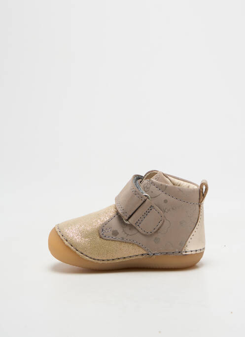 Bottillons fermeture scratch bout rond or KICKERS fille