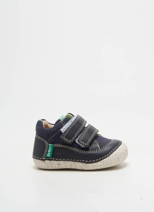 Baskets tissage satiné bout rond bleu KICKERS garcon