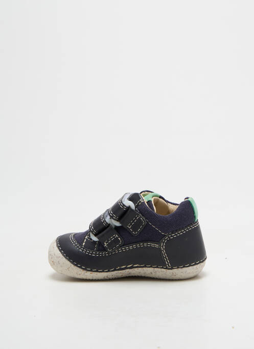 Baskets tissage satiné bout rond bleu KICKERS garcon