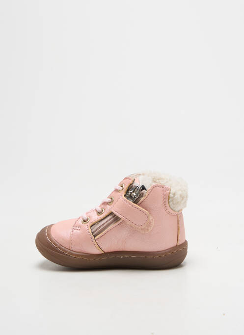 Bottillons matière lisse bout rond rose GBB fille