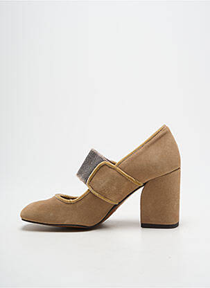 Escarpins nubuck talon de 7 à 9cm marron CASTANER femme