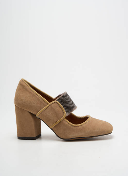 Escarpins nubuck talon de 7 à 9cm marron CASTANER femme