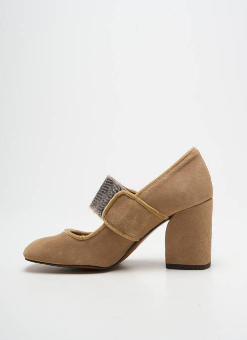Escarpins nubuck talon de 7 à 9cm marron CASTANER femme