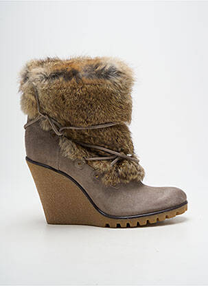 Bottines/boots bout rond talon haut de 10cm et plus gris NOW femme