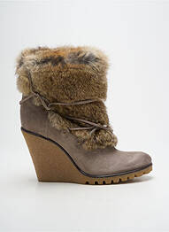 Bottines/boots bout rond talon haut de 10cm et plus gris NOW femme