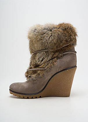 Bottines/boots bout rond talon haut de 10cm et plus gris NOW femme