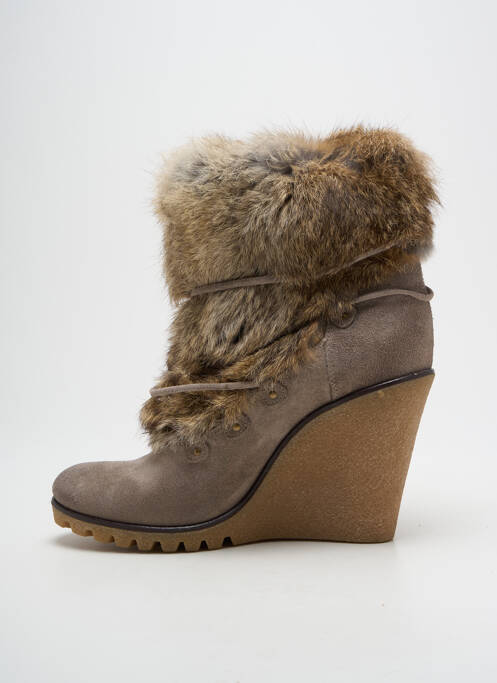 Bottines/boots bout rond talon haut de 10cm et plus gris NOW femme