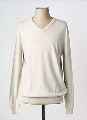 Pull col v manches longues beige HARRIS WILSON homme