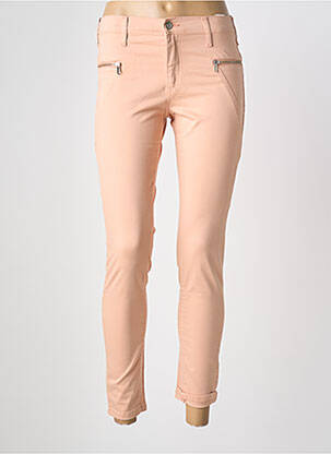 Pantalon slim tissage popeline taille normale rose INDI & COLD femme