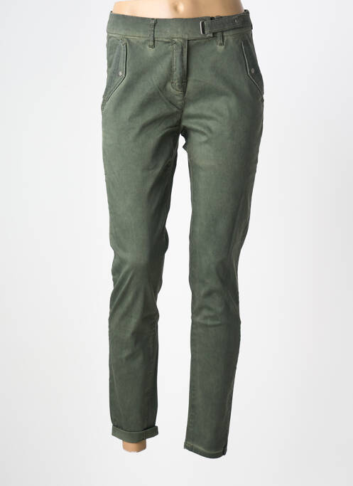 Pantalon slim tissage popeline taille normale vert SANDWICH femme