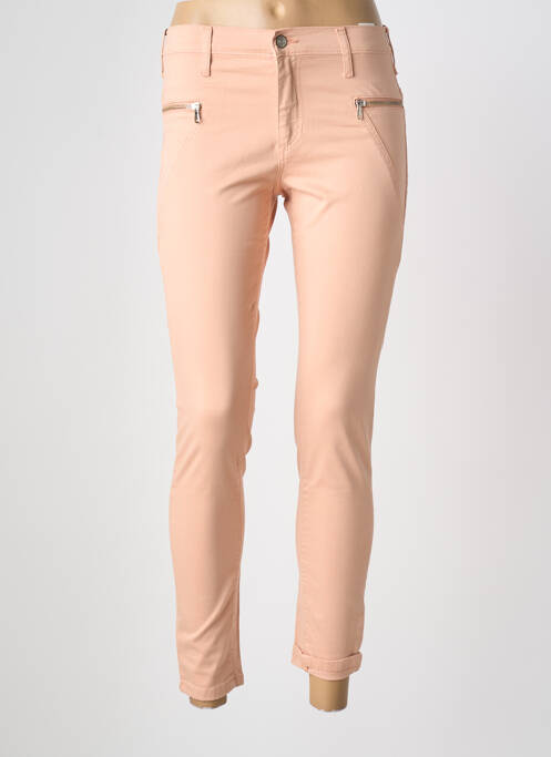 Pantalon slim tissage popeline taille normale rose INDI & COLD femme
