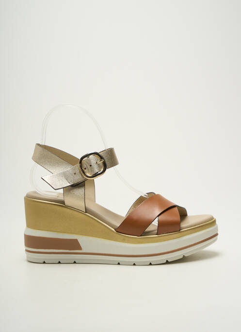 Sandales/nu pieds matière lisse talon de 7 à 9cm or NERO GIARDINI femme