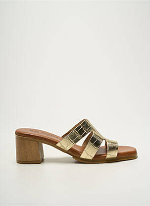Mules/sabots tissage satiné talon de 4 à 6cm or EVA FRUTOS femme