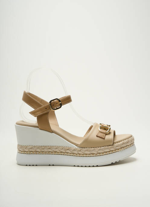 Sandales/nu pieds tissage satiné talon de 7 à 9cm beige NERO GIARDINI femme