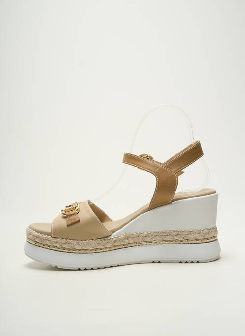 Sandales/nu pieds tissage satiné talon de 7 à 9cm beige NERO GIARDINI femme