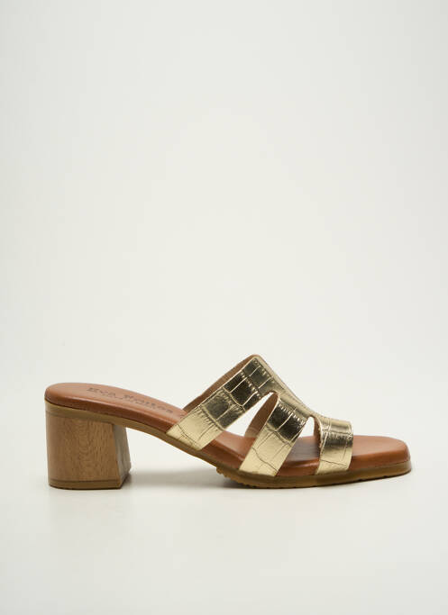 Mules/sabots tissage satiné talon de 4 à 6cm or EVA FRUTOS femme