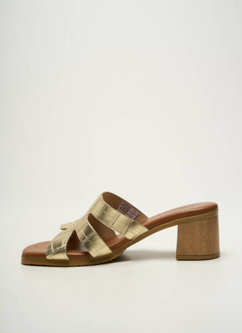 Mules/sabots tissage satiné talon de 4 à 6cm or EVA FRUTOS femme