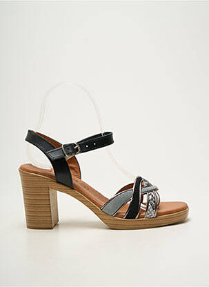 Sandales/nu pieds tissage satiné talon de 7 à 9cm noir EVA FRUTOS femme