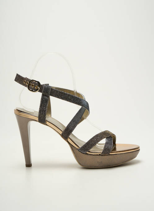 Sandales/nu pieds tissage satiné talon haut de 10cm et plus or NERO GIARDINI femme