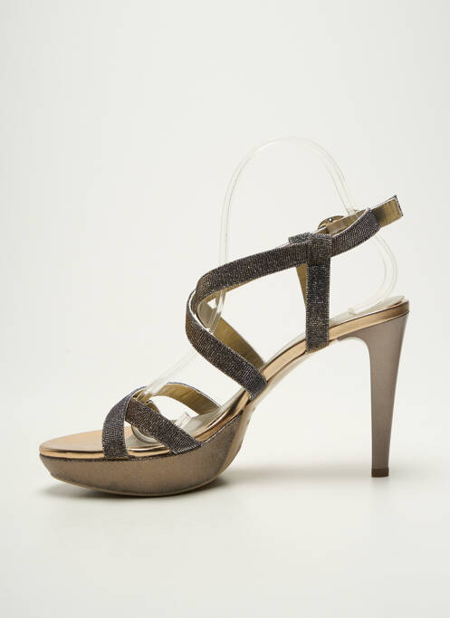 Sandales/nu pieds tissage satiné talon haut de 10cm et plus or NERO GIARDINI femme