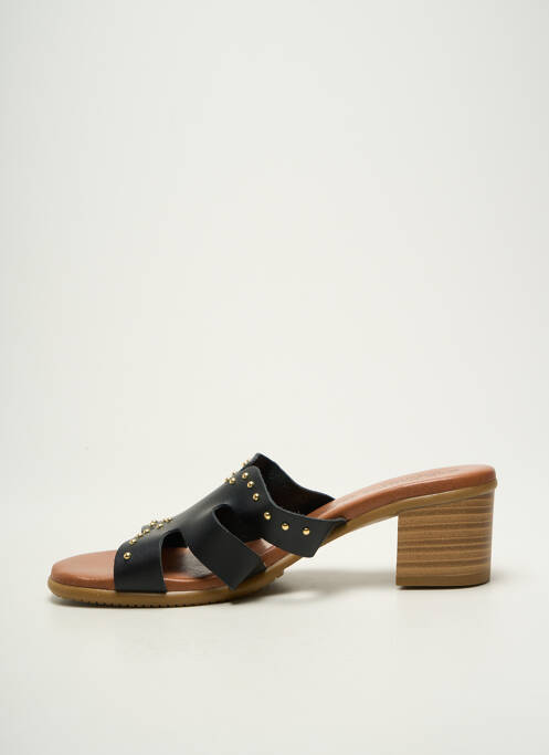 Mules/sabots matière lisse talon de 4 à 6cm noir EVA FRUTOS femme
