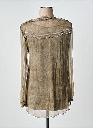 Top tissage crêpe manches longues marron UNO PIU UNO femme