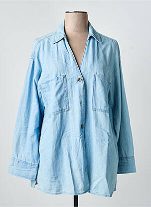 Chemisier coupe droite manches longues bleu ZARA femme