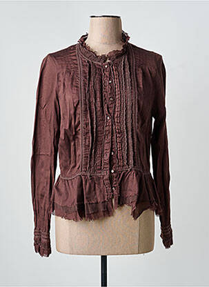 Chemisier coupe cintrée manches longues marron ERNEST femme