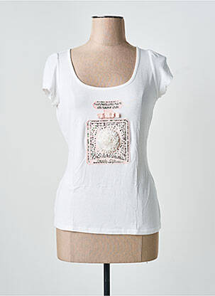 T-shirt stretch manches courtes blanc POUPEE CHIC femme
