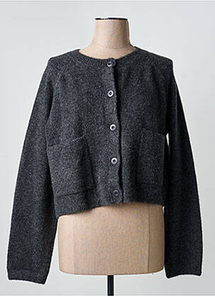 Gilet manches longues maille maille poilu gris ZARA femme