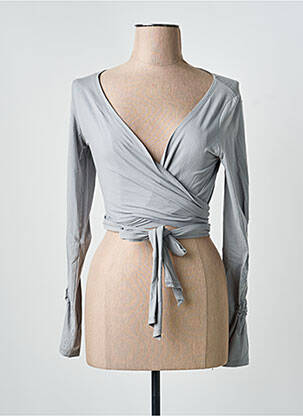 Gilet cache-cœur stretch gris MYRINE & ME femme