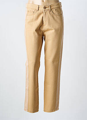 Pantalon droit fermeture zippée sous rabat boutonné taille normale beige BERENICE femme