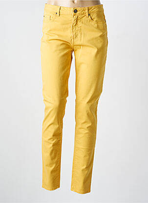 Pantalon slim tissage popeline taille normale jaune EMMA & CARO femme