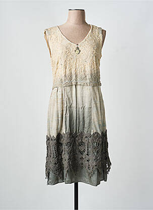 Robe mi-longue beige ELISA CAVALETTI femme